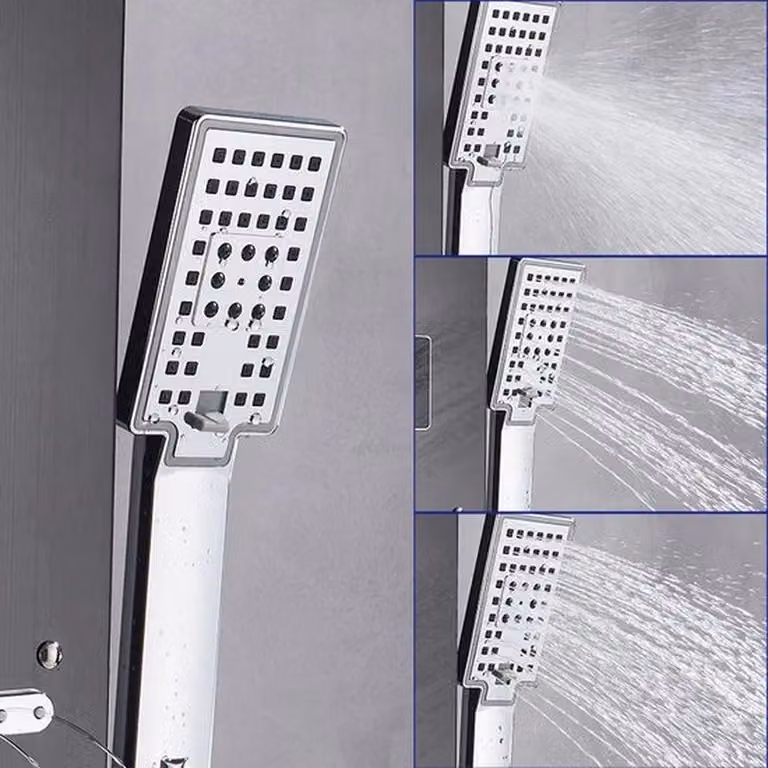Pannello doccia per bagno - Soffione a pioggia - Getto a cascata e getti massaggio - Miscelatore integrato - Display digitale - Nero