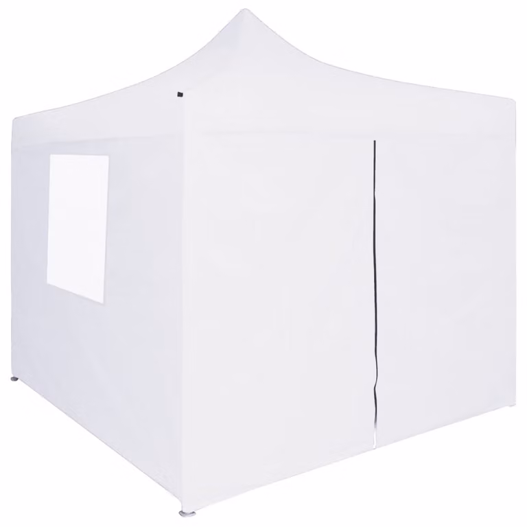 Gazebo Professionale Pieghevole 4 Pareti 3x3 m Acciaio Bianco