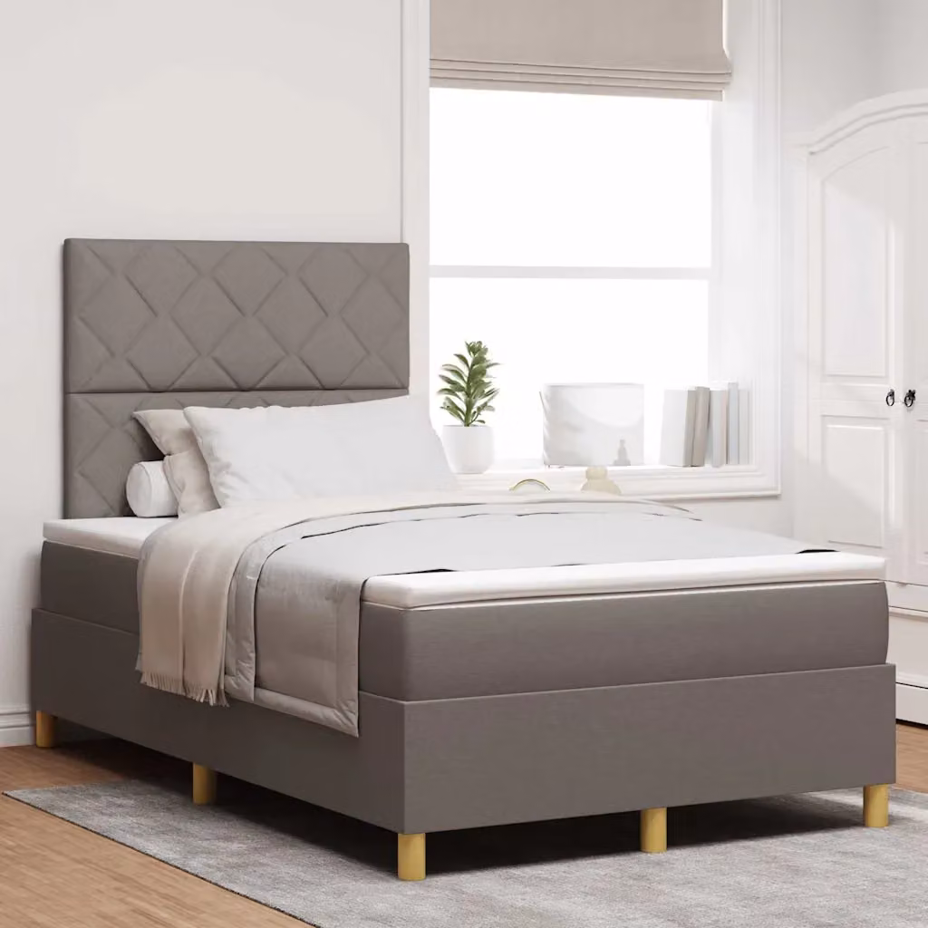 Letto a molle con testiera Talpa vidaXL in tessuto beige o grigio L: 120 cm, P: 200 cm