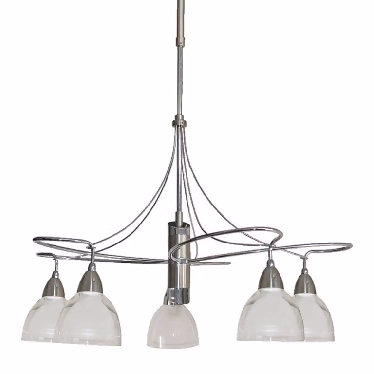 Plafoniera CARRAT 5xE14/40W, cromo/vetro trasparente, bianco L: 510, H: 825, dimmerabile Plafoniera CARRAT 5xE14/40W, cromo/vetro trasparente, bianco L: 510, H: 825, dimmerabile