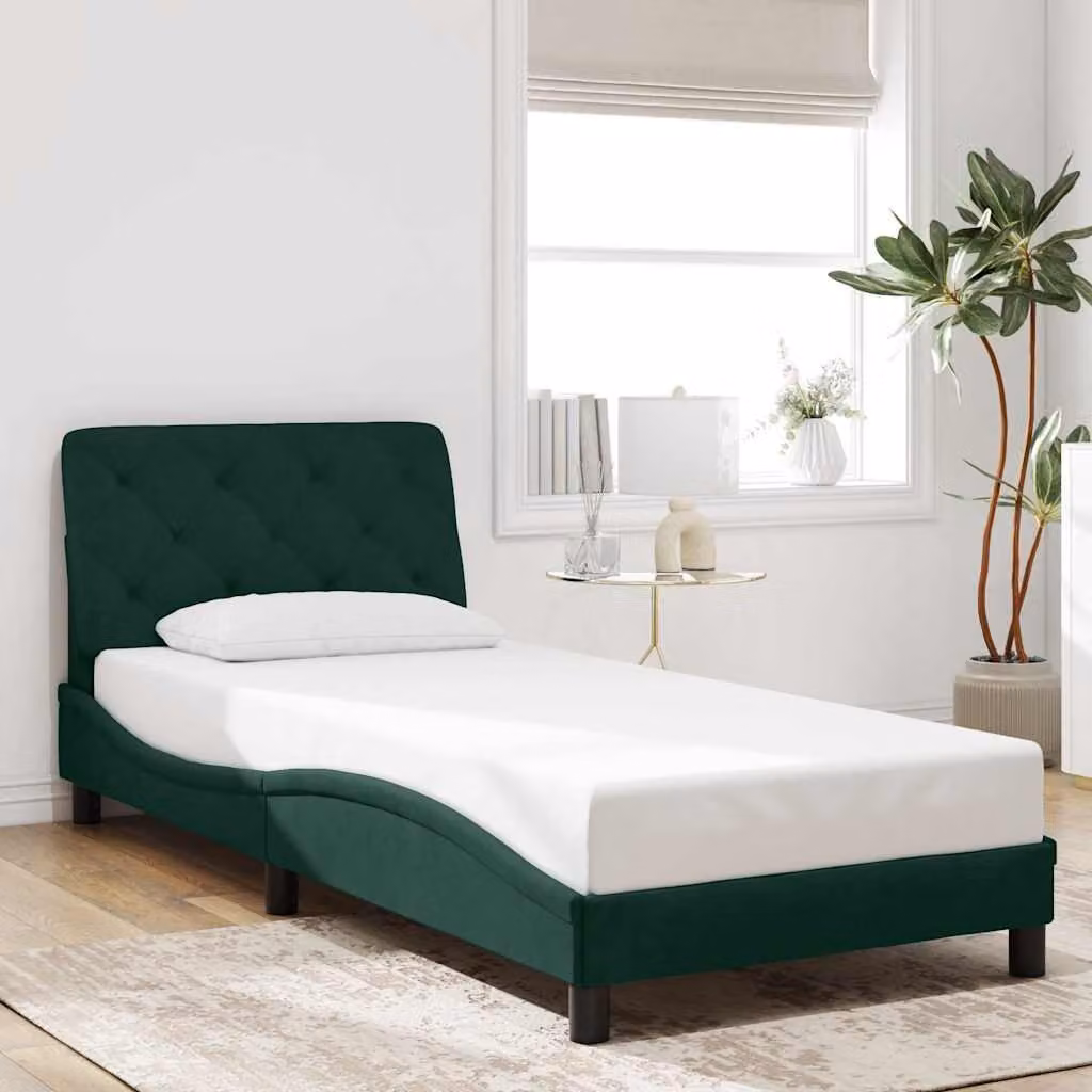 vidaXL Giroletto senza Materasso in Velluto Verde 90x190 cm – 1