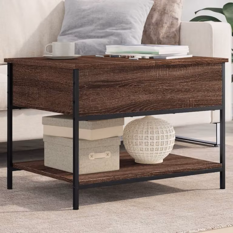 Maison Exclusive - Tavolino marrone effetto rovere 70x50x50 cm Materiale ligneo Metallo