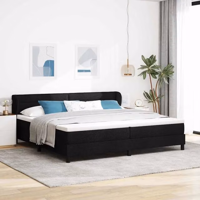Letto a molle moderno vidaXL con testiera in tessuto nero L/P/H: 200 x 200 x 280 cm – 1