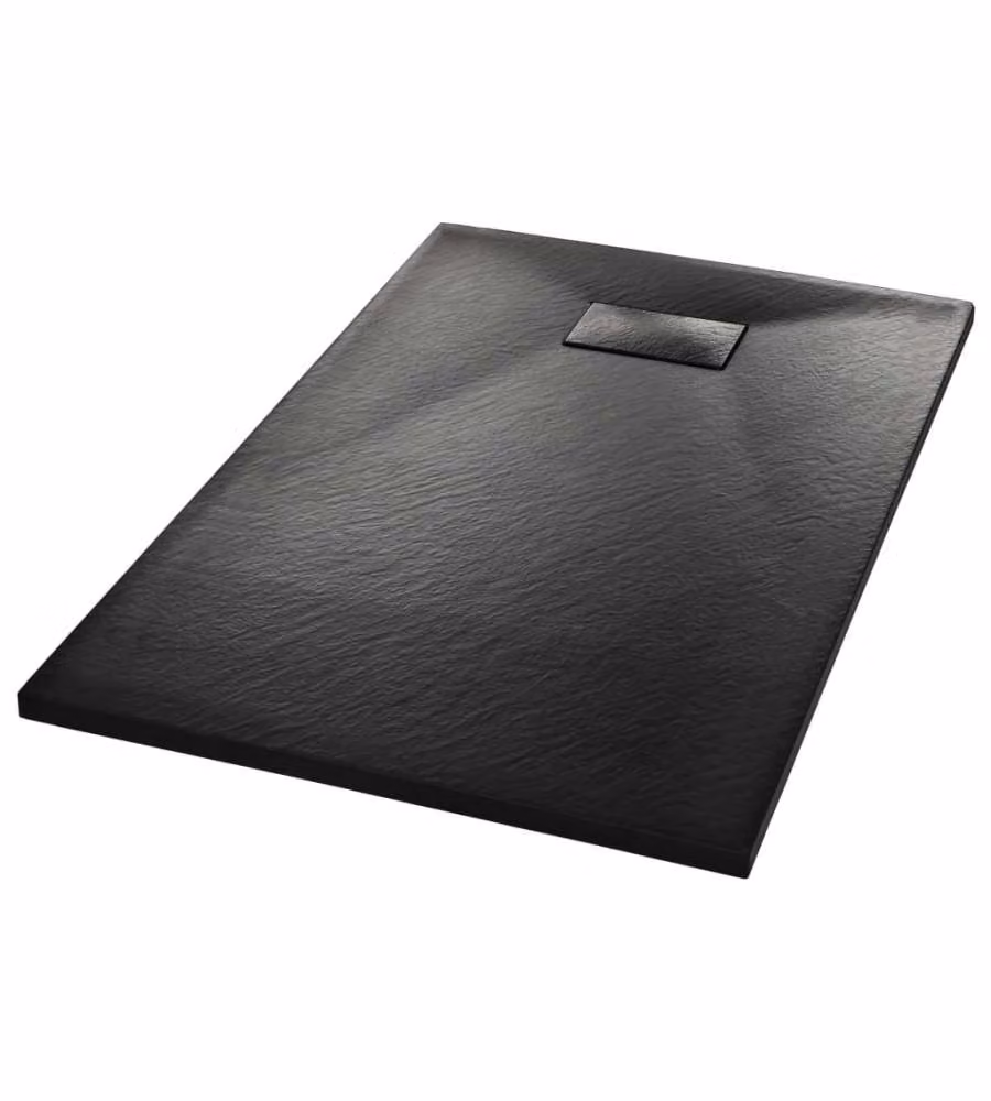 Piatto doccia rettangolare vidaXL in mineral cast nero con superficie anti-slip L: 100 cm, P: 80 cm – 2