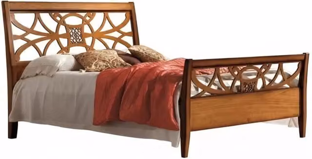 Letto arte povera traforato in legno color noce Mobili 2G L: 170 cm, P: 226 cm, H: 126 cm – 1