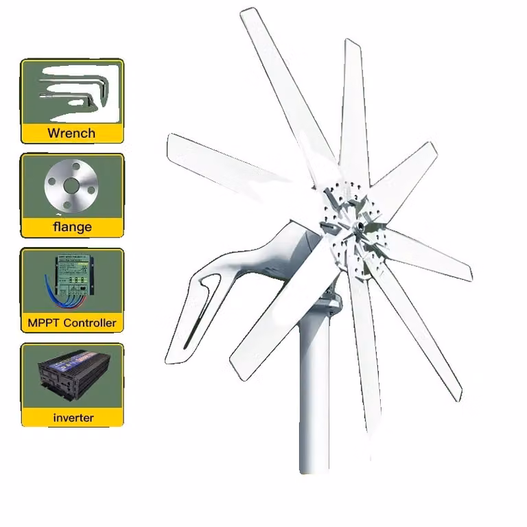 Turbina eolica, potenza 1000W, regolatore MPPT, sistema autonomo, 1000W, 12V