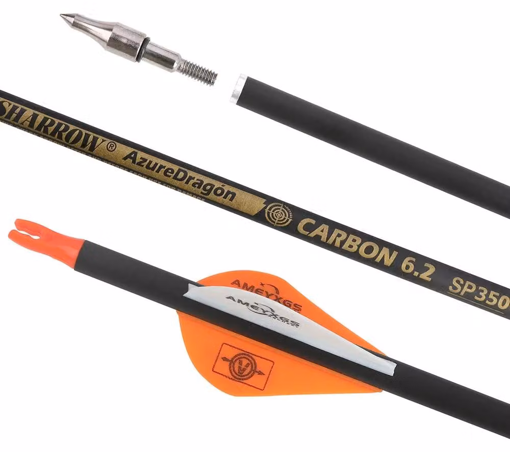 Tiro con l'arco: freccia, realizzata in fibra di carbonio pura, precisa e versatile, colore arancione
