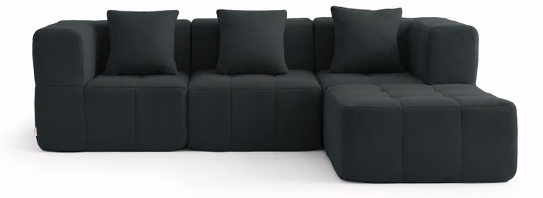 MILYSOFA SOFABULOUS: divano angolare modulare a 3 posti con chaise longue, raffinato tessuto a riccioli, verde bosco