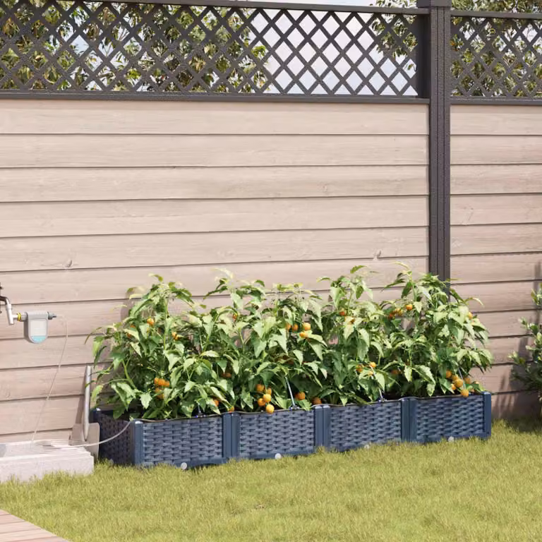 Set di 4 vasi da giardino vidaXL in plastica grigi, L/P/H: 160 x 40 x 22 cm