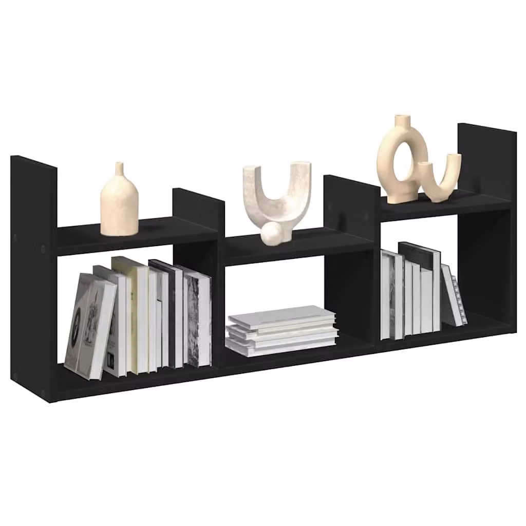 Mobile a parete vidaXL in legno multistrato e MDF nero opaco L 100 x P 40 x H 18 cm