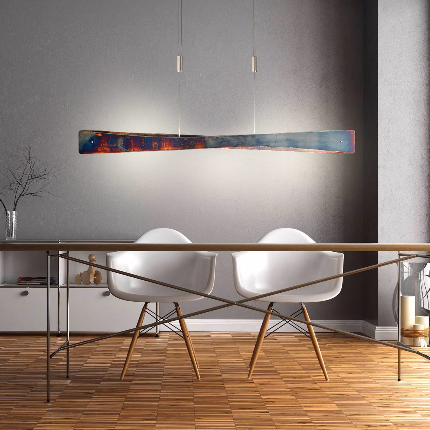 Lampada a sospensione Quitani LED Lian, oro ossidato Lian Quitani, dimmerabile, Marrone / Ruggine, Soggiorno / Sala da pranzo, Alluminio, Design