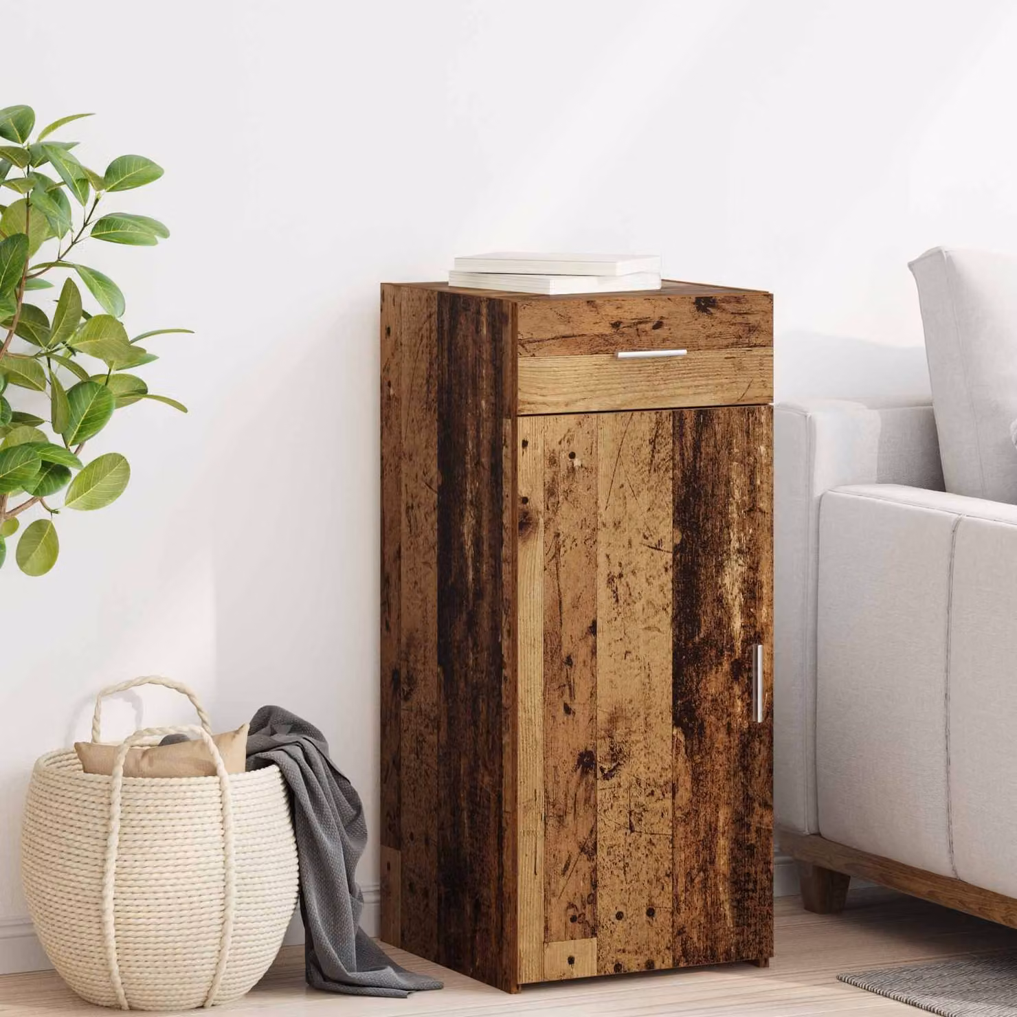 Armadio moderno vidaXL in legno marrone con ante a battente e cassetti, L 40 cm, P 42,5 cm, H 93 cm