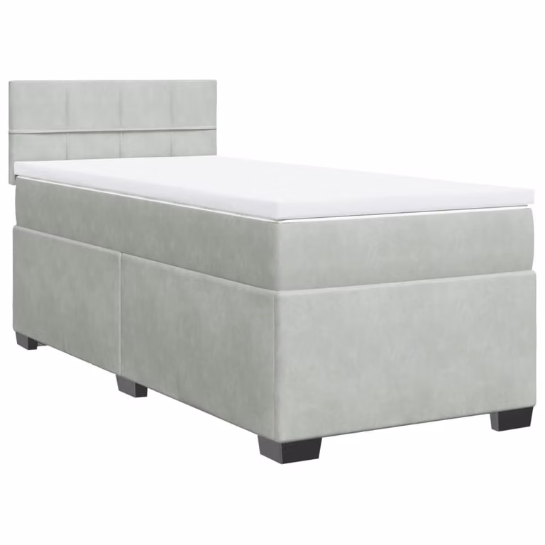 Giroletto a Molle con Materasso Grigio Chiaro 90x200 cm Velluto