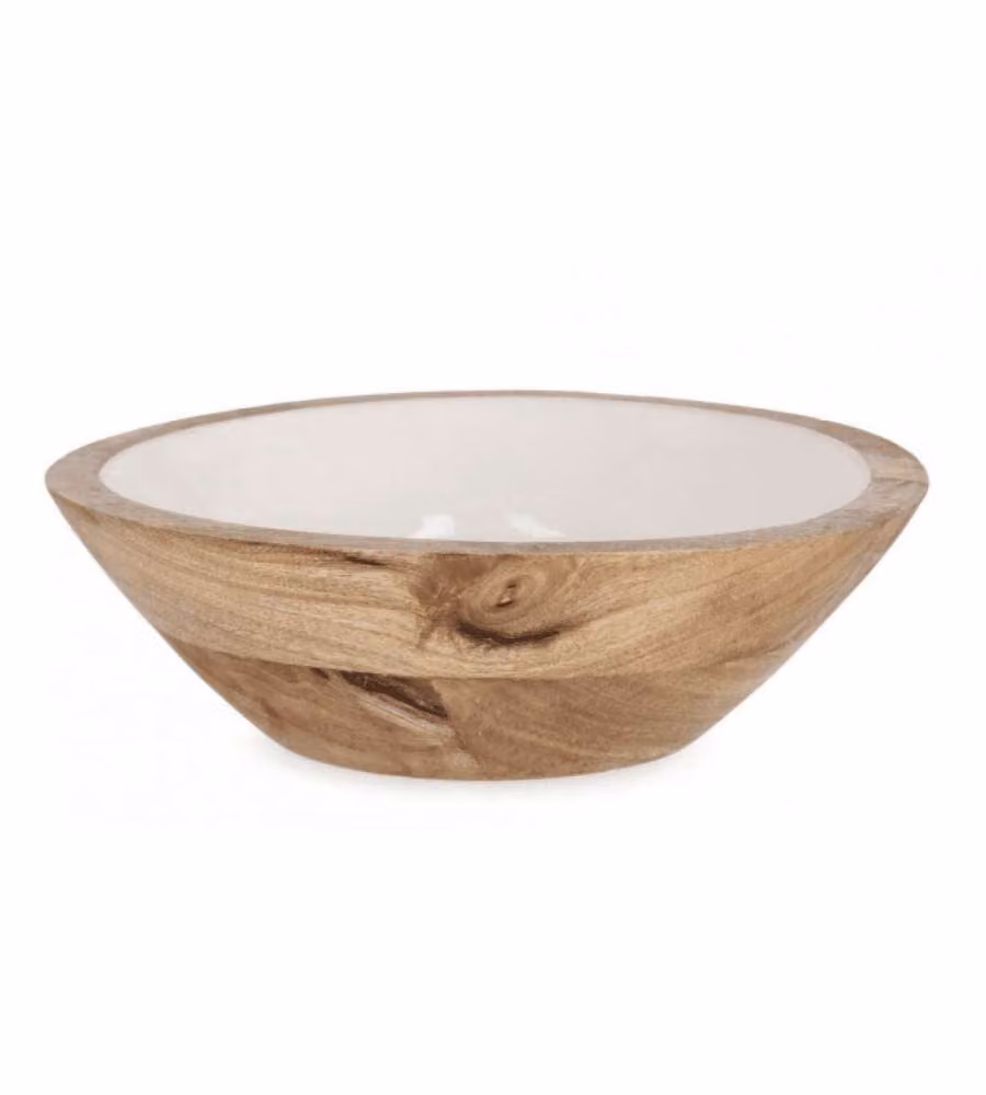 Bizzotto Ciotola Knossos Decorativa Alta Bianca in Legno di Mango 24 cm