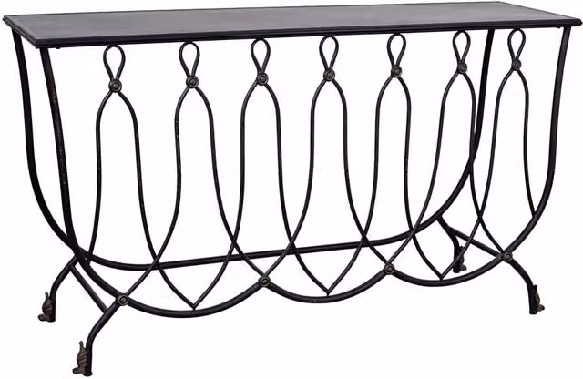 Console in metallo invecchiato nero 144x40x79