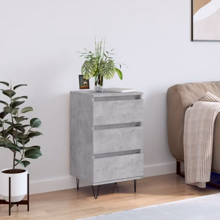 Credenza moderna vidaXL in legno e metallo, colore grigio, L: 40 cm, P: 35 cm, H: 70 cm