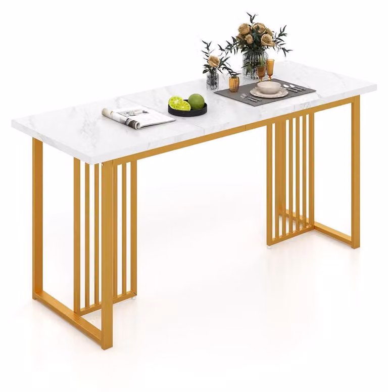 Tavolo da pranzo, dimensioni 160 x 60 cm, rettangolare, aspetto marmorizzato, per 6-8 persone