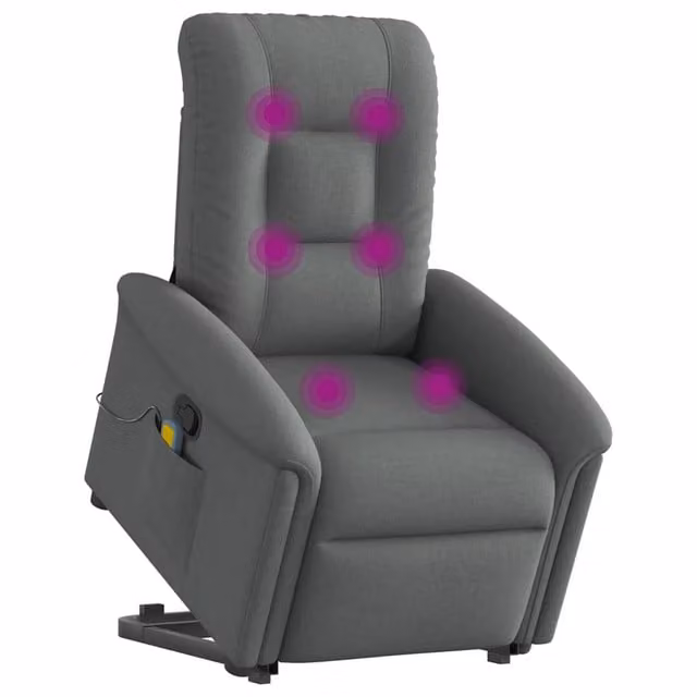 Poltrona | Sedia Relax Alzapersona Massaggi Reclinabile Grigio Scuro Tessuto