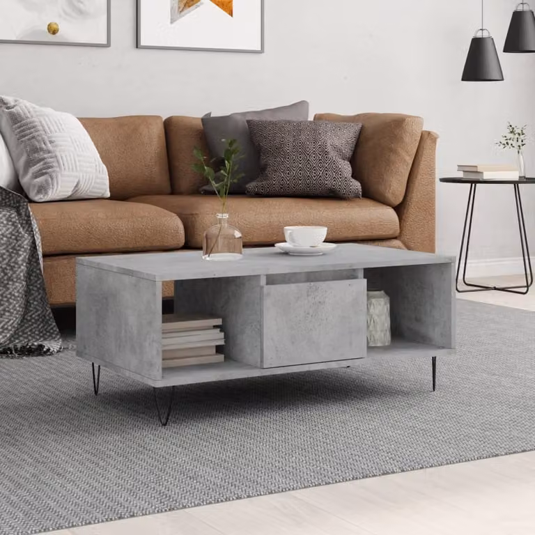 Maison Exclusive - Tavolino grigio cemento 90x50x36,5 cm Materiale ligneo