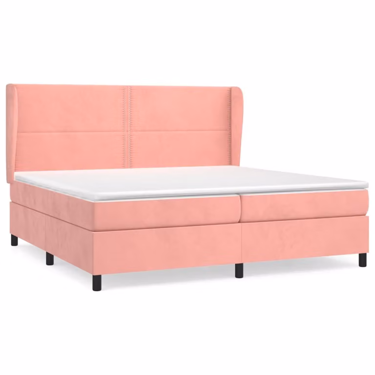 Giroletto a Molle con Materasso Rosa 200x200 cm in Velluto