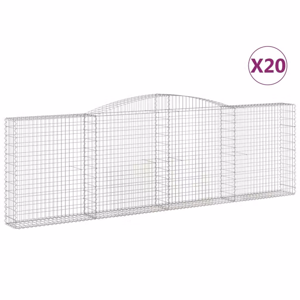 Cesti Gabbioni ad Arco 20 pz 400x30x120/140 cm Ferro Zincato