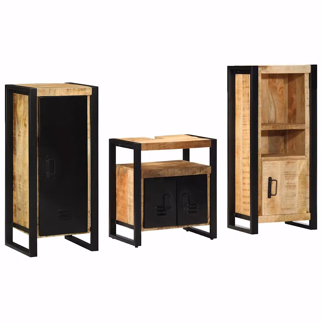vidaXL Set di mobili per il bagno 3 pz Marrone e Nero
