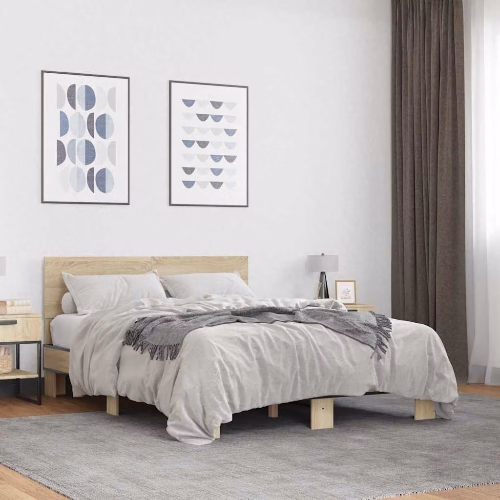 Giroletto vidaXL in Rovere Sonoma e Metallo, L 140 x P 190 cm – 1