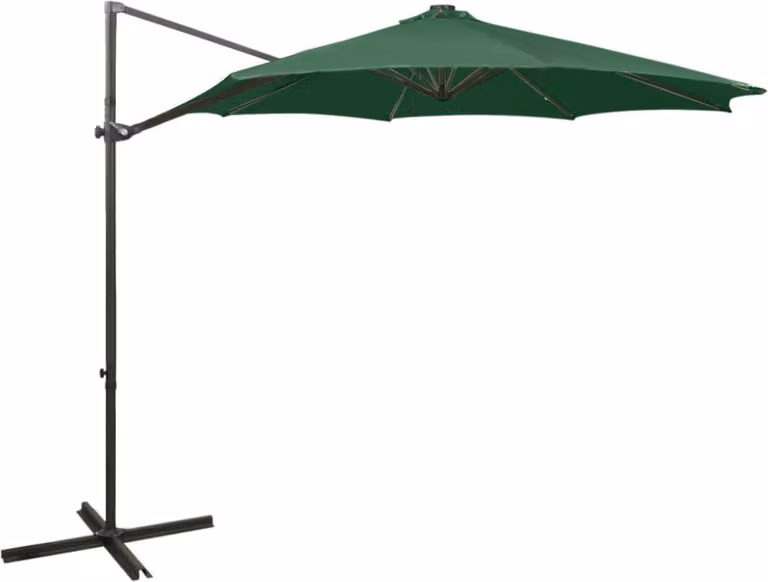 The Living Store Ombrello Ampel con palo e LED verde 300 cm