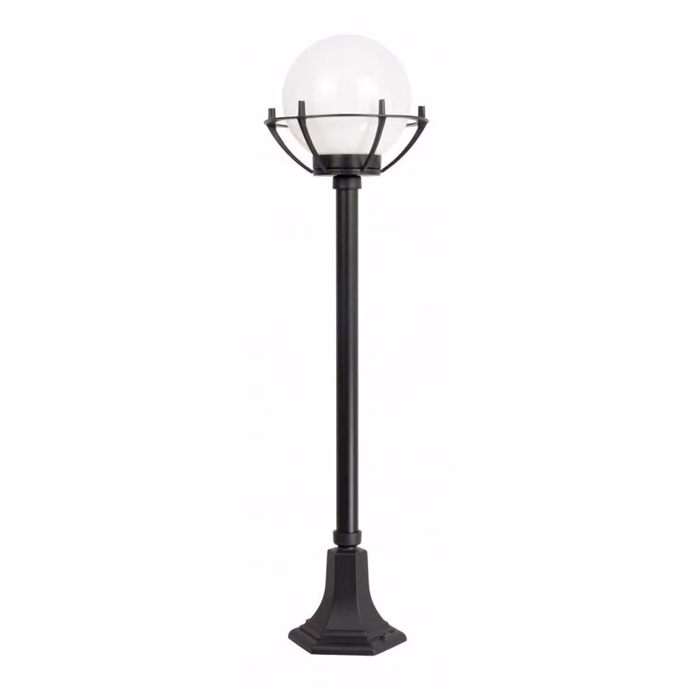Lampada da giardino a stelo 102 cm sfera bianca o fumé 25 cm 1xE27 nero IP43 SU-MA Kule K 5002/2/KPO