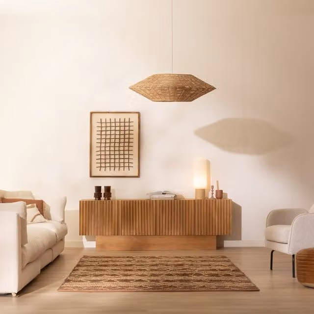 Mobile TV Nolan Banak in legno massiccio di mango marrone stile rustico L: 184 cm, H: 60 cm