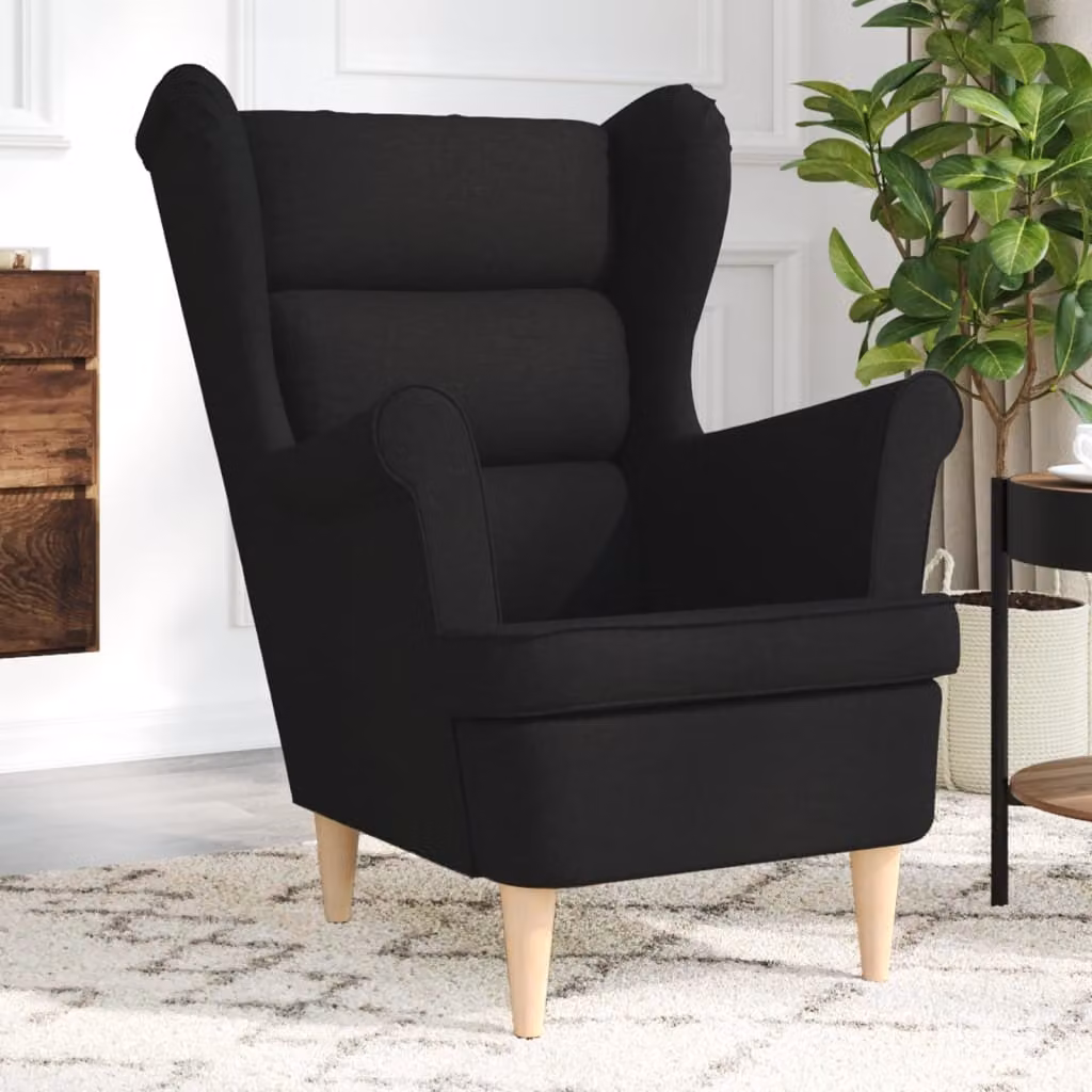 Maison Exclusive - Poltrona nera, 74x84x100 cm, rivestita in tessuto