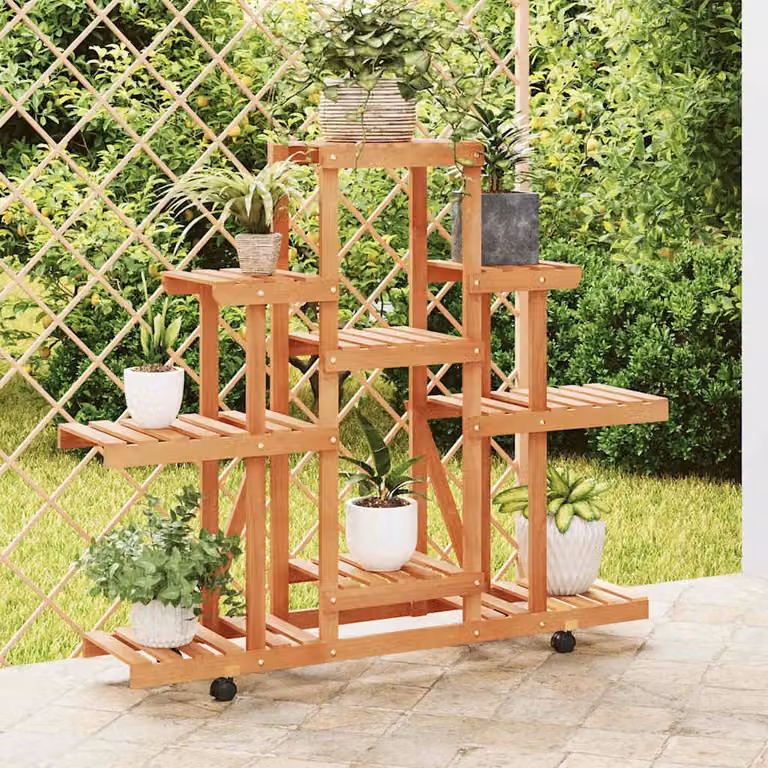 vidaXL Portafiori in Legno di Abete con Ruote, Marrone Rustico, L 110 cm x P 25 cm x H 101 cm