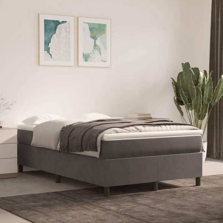 vidaXL Struttura Letto a Rete con Doghe a Molla in Velluto Grigio L: 120 cm, P: 200 cm
