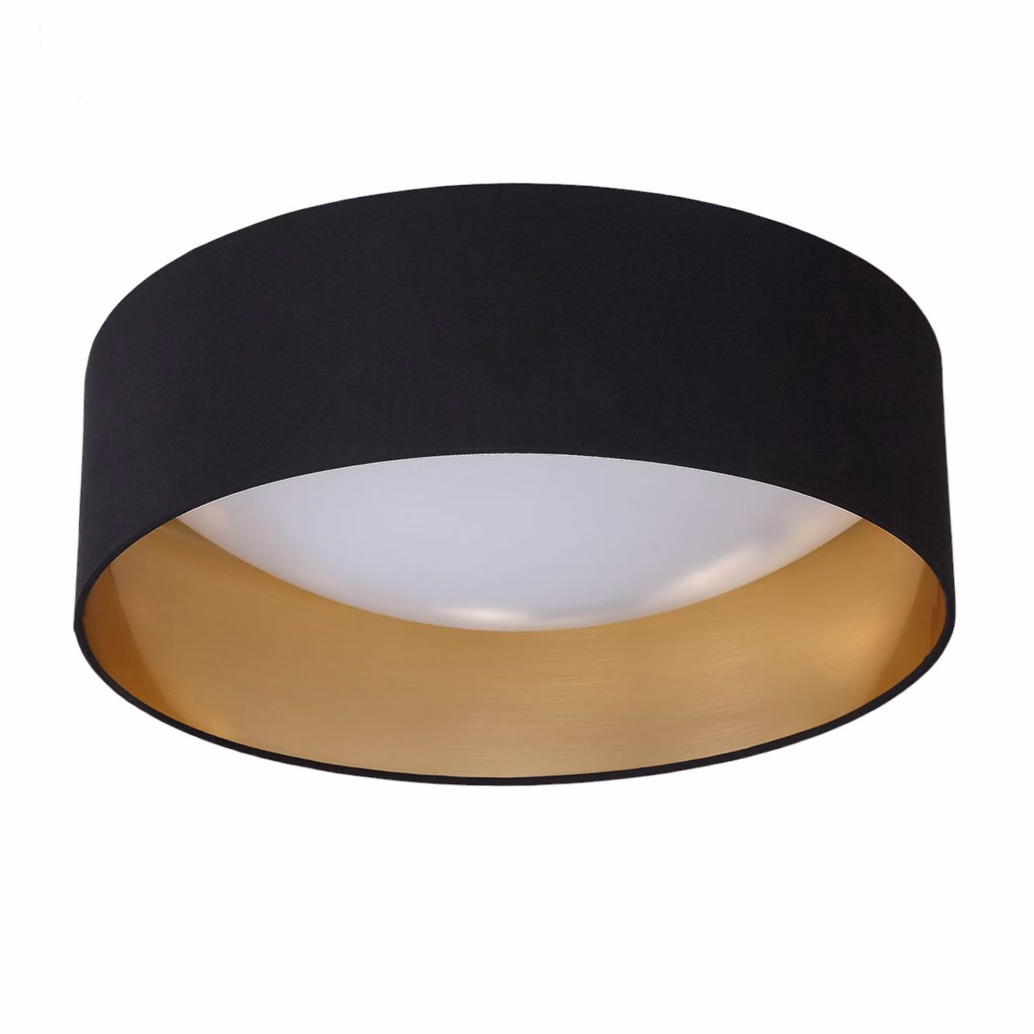 Lampada da soffitto in tessuto Coleen in nero, interno oro