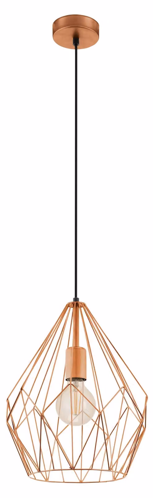 Lampadario A Sospensione Vintage Carlton Acciaio Rame 1 Luce E27