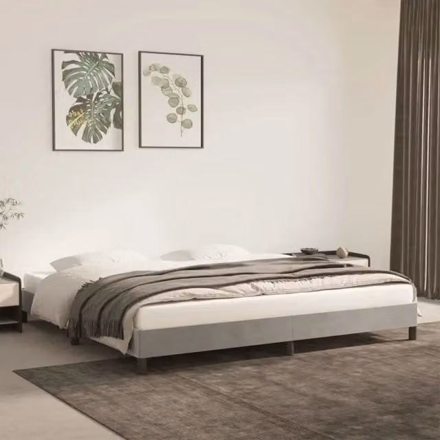 Struttura Letto Giroletto Design Mania in Velluto Grigio Chiaro L/P: 200 x 200 cm – 1