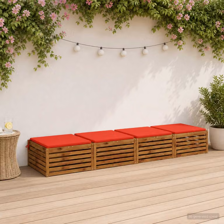 Set di 4 cuscini per sedia vidaXL SOEST in poliestere rosso con rivestimento lavabile e resistente ai raggi UV