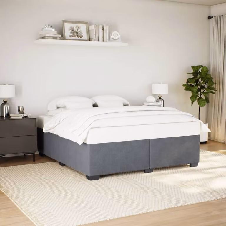 vidaXL Giroletto senza Materasso in Velluto Grigio 200x200 cm