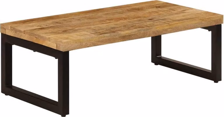 The Living Store tavolino 100x50x35 cm in legno massello di mango e acciaio