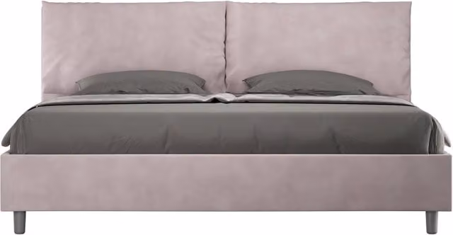 Letto Matrimoniale King Size Antea Large con Contenitore e Rete, Imbottito in Microfibra, Colore Glicine, L/P: 200 x 200 cm