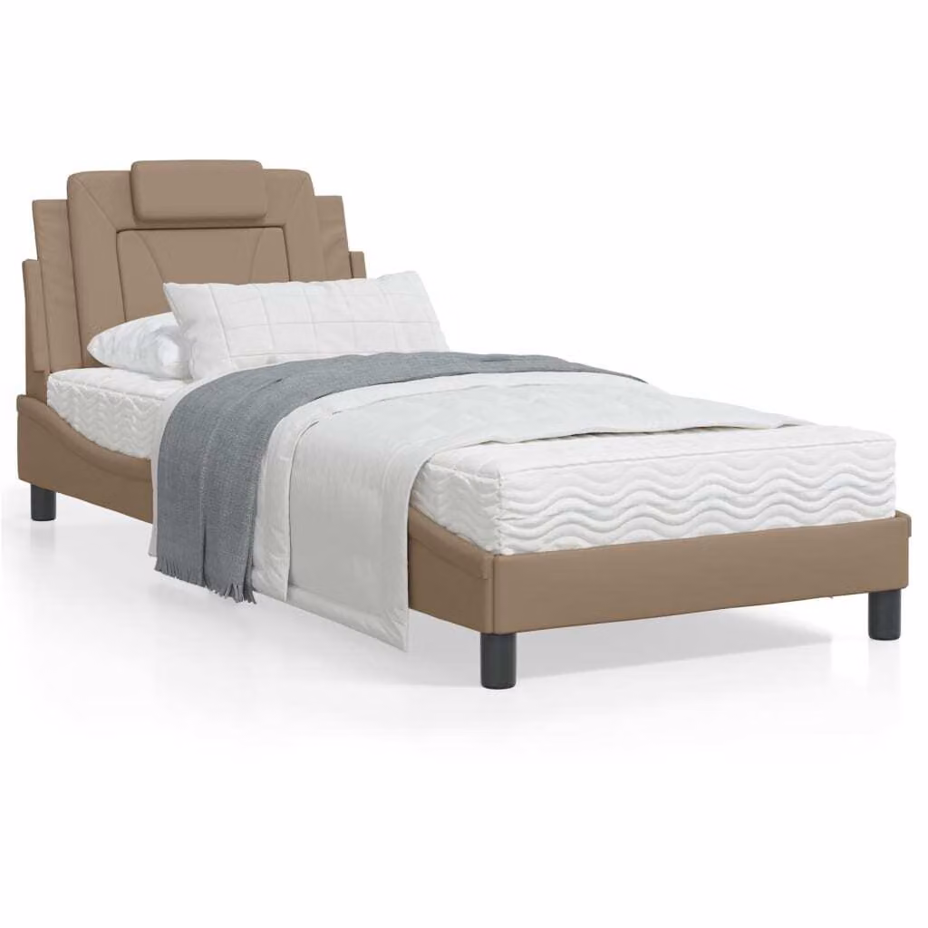 Letto "Viana" di design, con materasso cappuccino, dimensioni 80x200 cm, rivestito in ecopelle