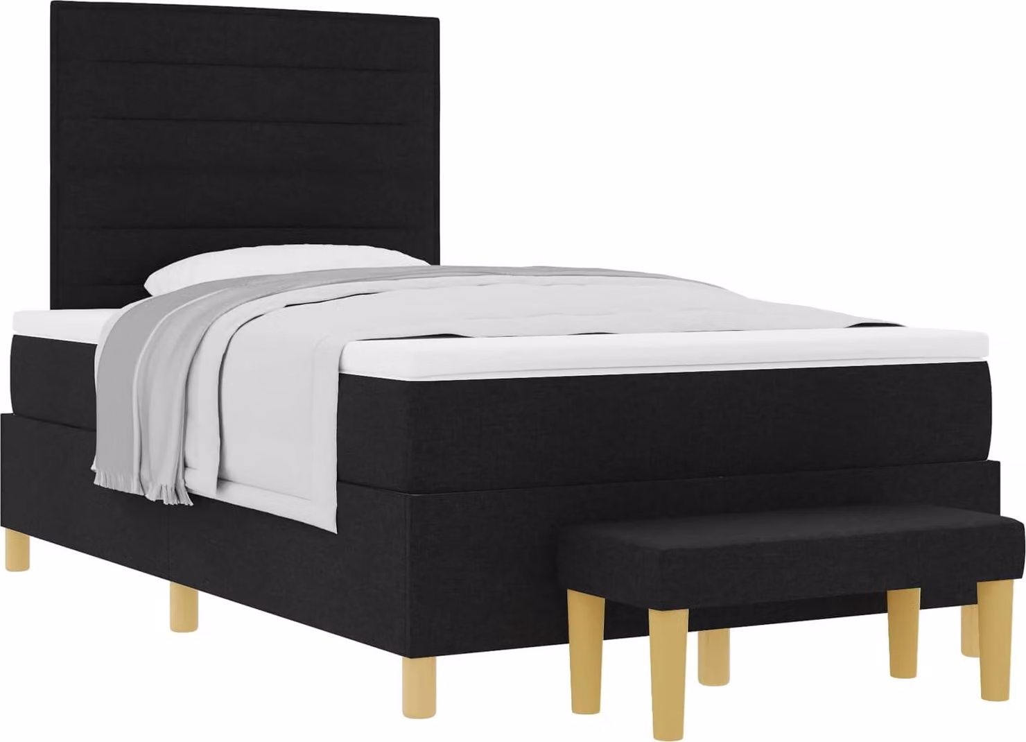 Letto a molle con testiera Nero 190 x 120 cm Tessuto