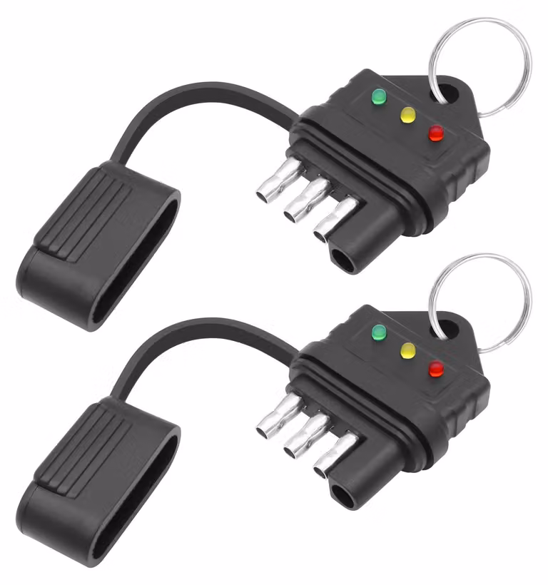Tester per luci da rimorchio a 4 pin, confezione da 2 pezzi, 12V, colore nero