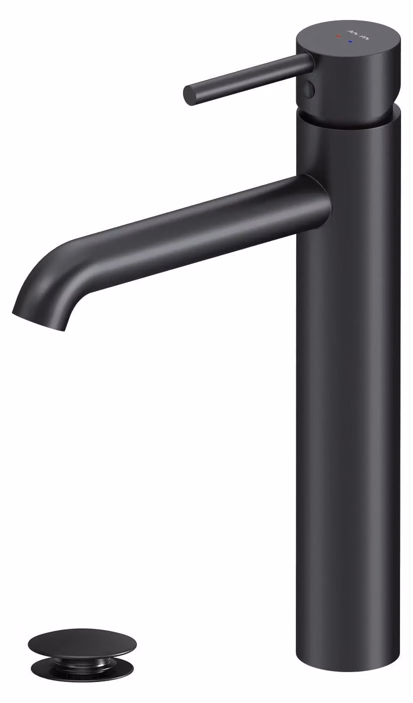 Rubinetto da lavabo di alta qualità, nero, con rivestimento PVD, cartuccia da 35 mm