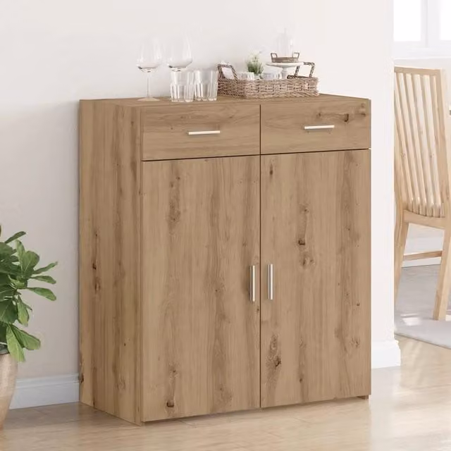 Armadio in legno rovere marrone vidaXL con ante a battente e ripiani interni L: 80 cm, P: 42.5 cm, H: 93 cm