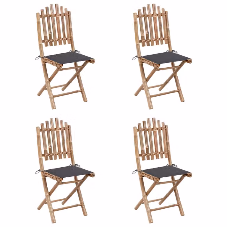 Set da Pranzo da Giardino 5 pz Pieghevole con Cuscini in Bambù