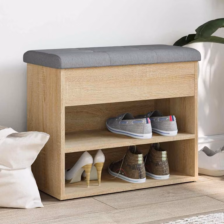Panca porta scarpe vidaXL in legno rovere moderno per ingresso e soggiorno L: 62 cm, P: 32 cm, H: 50 cm