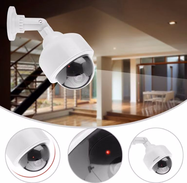 Telecamera di sicurezza fittizia Forma di cupola lampeggiante Telecamera di sicurezza falsa Telecamera di rotazione a 360 gradi