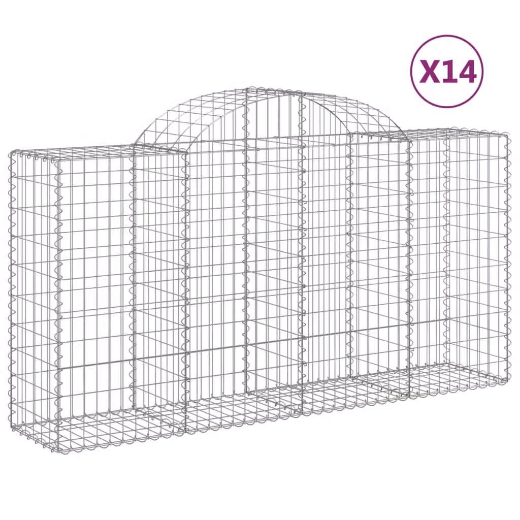 Cesti Gabbioni ad Arco 14 pz 200x50x100/120 cm Ferro Zincato