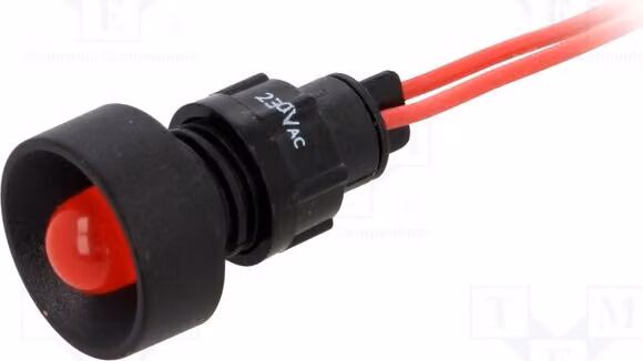 1 x Indicatore luminoso: LED, apertura: Ø13mm, grado di protezione IP40, 230VAC, concavo. ØLED: 10mm, modello LR-D10-230AC, tipo L